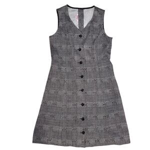 Vintage FRITZI California Check Print Fitted Mini Dress Sleeveless Sz M/L ***